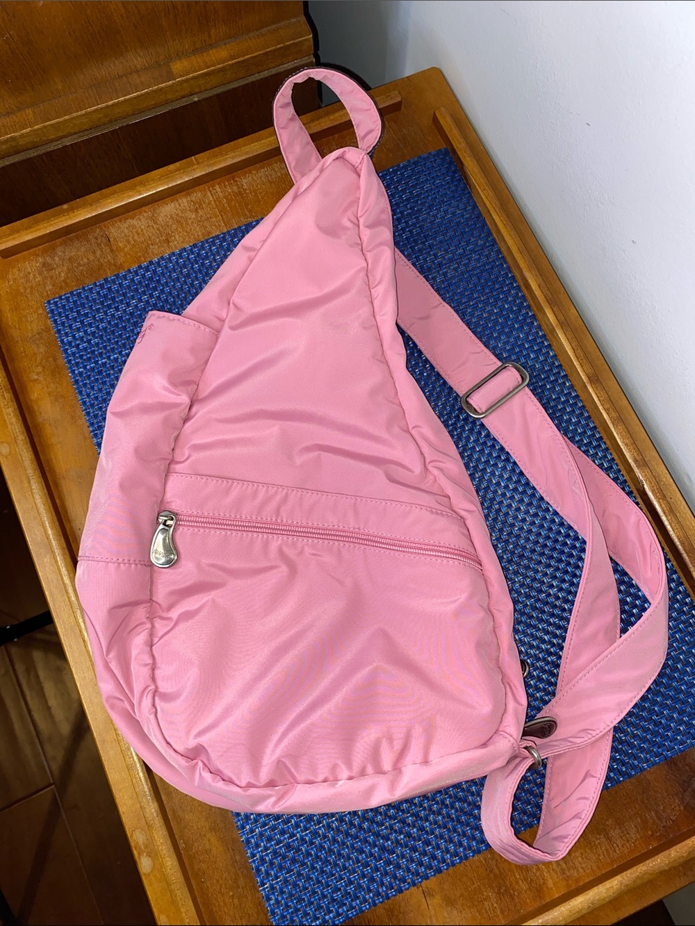 AmeriBag Healthy Back Bag Pink Nylon Ergonomic Crossbody Sling Backpack Small